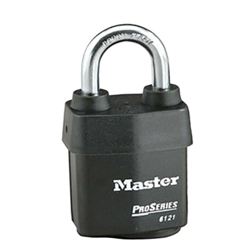 Master Lock Company 6121KA 10G020 2-1/8 In Heavy Steel Body 1-1/8 In Tall 5/16 In Diameter Hardened Boron Alloy Shackle 5 Pin Cylinder Weather Tough Cover Keyed Alike 6121KA 10G020