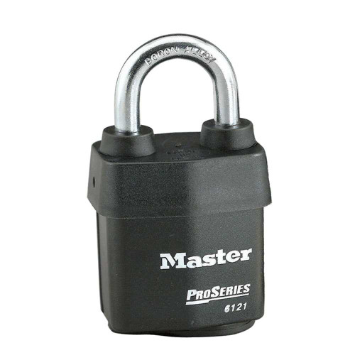 Master Lock Company 6121KA 10G227 2-1/8 In Heavy Steel Body 1-1/8 In Tall 5/16 In Diameter Hardened Boron Alloy Shackle 5 Pin Cylinder Weather Tough Cover Keyed Alike 6121KA 10G227