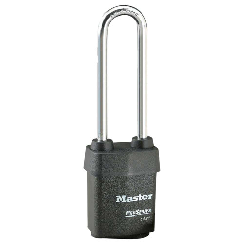 Master Lock Company 6421LJWO 2-1/8 Heavy Steel Body 2-3/8 Tall 5/16 Diameter Hardened Boron Alloy Shackle SFIC Prep Less Core Weather Tough Cover 6421LJWO