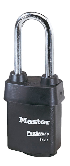 Master Lock Company 6621LJWO 2-1/8 In Heavy Steel Body 2-1/2 In Tall 5/16 In Diameter Hardened Boron Alloy Shackle Without Cylinder Weather Tough Cover 