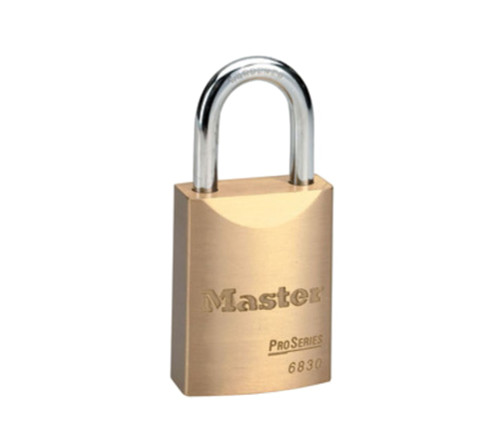 Master Lock Company 6830KA 10G330 1-9/16 In Wide Solid Brass Body 1-1/16 In Tall 1/4 In Diameter Hardened Boron Alloy Shackle 5 Pin Cylinder Keyed Alike 