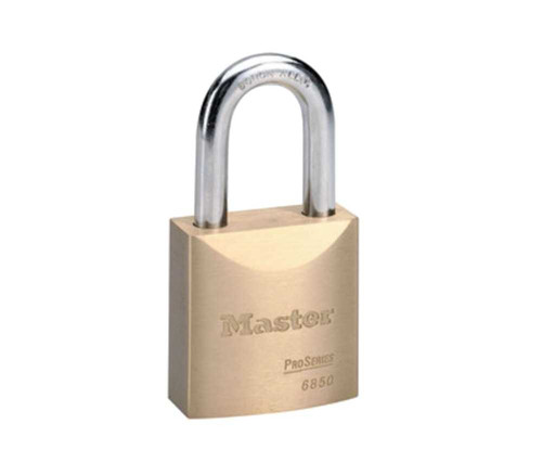 Master Lock Company 6851WO 2 Wide Brass Body 1-1/2 Tall 3/8 Diameter Hardened Boron Alloy Shackle SFIC Prep Less Core 6851WO