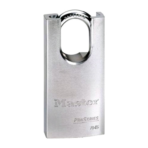 Master Lock Company 7045WO 1-3/4 In Heavy Hardened Steel Body 1-3/16 In Tall 5/16 In Diameter Hardened Boron Alloy Shackle Without Cylinder Shackle Shroud 