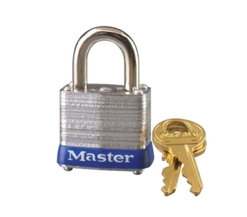 Master Lock Company 7KA P601 1-1/8 In Wide Laminated Steel Body 9/16 In Tall 3/16 In Diameter Steel Shackle 4 Pin Cylinder Keyed Alike