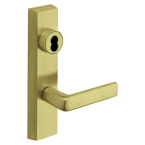 Sargent 70-743 ETE LHRB 4 Grade 1 Exit Device Trim Classroom Function Freewheeling Trim Key Outside Unlocks/Locks Trim For Surface Vertical Rod and Mortise 8700 8900 Series Devices SFIC Prep Less Core E Lever LHR Satin Brass 70-743 ETE LHRB 4