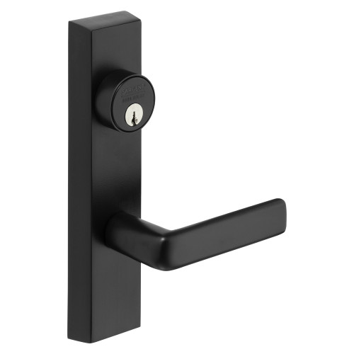 Sargent 743-8 ETE RHRB BSP Grade 1 Exit Device Trim Classroom Function Freewheeling Trim Key Outside Unlocks/Locks Trim For Rim 8800 and NB8700 Series Devices 1-1/8 In Mortise Cylinder E Lever RHR Black Suede Powder Coat