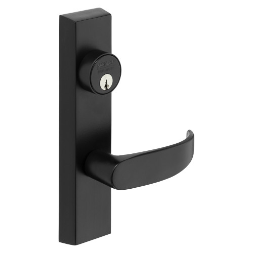 Sargent 743-8 ETP RHRB BSP Grade 1 Exit Device Trim Classroom Function Freewheeling Trim Key Outside Unlocks/Locks Trim For Rim 8800 and NB8700 Series Devices 1-1/8 In Mortise Cylinder P Lever RHR Black Suede Powder Coat