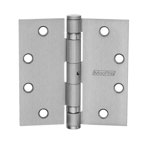 McKinney MPB79 4-1/2x4-1/2 26D NRP MacPro Full Mortise Hinge 5-Knuckle Standard Weight 4-1/2 by 4-1/2 Square Corner Non-Removable Pin Satin Chrome Finish MPB79 4-1/2x4-1/2 26D NRP