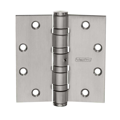 McKinney MPB99 4-1/2X4-1/2 32D NRP MacPro Full Mortise Hinge 5-Knuckle Heavy Weight 4-1/2 by 4-1/2 Square Corner Non-Removable Pin Satin Stainless Steel Finish MPB99 4-1/2X4-1/2 32D NRP