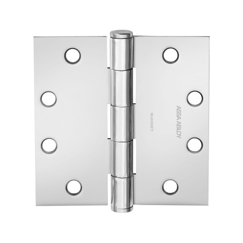 McKinney T2714 4-1/2X4-1/2 26 Full Mortise Hinge 5-Knuckle Standard Weight 4-1/2 by 4-1/2 Square Corner Bright Chrome Finish