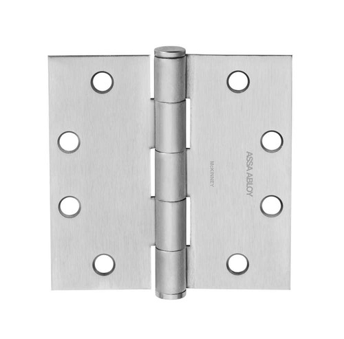 McKinney T2714 5X4-1/2 26D NRP Full Mortise Hinge 5-Knuckle Standard Weight 5 by 4-1/2 Square Corner Non-Removable Pin Satin Chrome Finish T2714 5X4-1/2 26D NRP