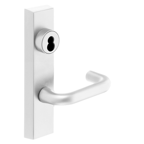 Sargent 60-743-8 ETJ LHRB WSP Grade 1 Exit Device Trim Classroom Function Freewheeling Trim Key Outside Unlocks/Locks Trim For Rim 8800 and NB8700 Series Devices Sargent LFIC Less Core J Lever LHR White Suede Powder Coat