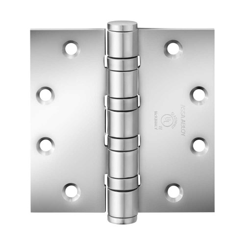 McKinney T4A3786 4-1/2X4-1/2 26 Full Mortise Hinge 5-Knuckle Heavy Weight 4-1/2 by 4-1/2 Square Corner Bright Chrome Finish T4A3786 4-1/2X4-1/2 26