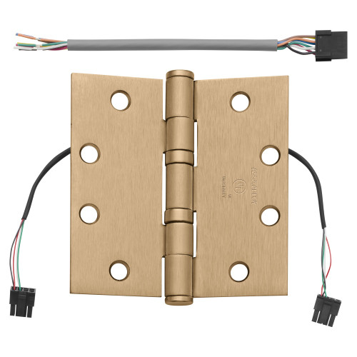 McKinney TA2714 4-1/2X4-1/2 10 QC4 Full Mortise Hinge 5-Knuckle Standard Weight 4-1/2 by 4-1/2 Square Corner 4-Wire ElectroLynx Connector Satin Bronze Clear Coated Finish