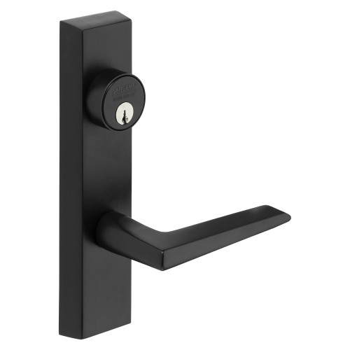 Sargent 706-8 ETF RHRB BSP Grade 1 Exit Device Trim Storeroom Function Key Unlocks Trim Trim Retracts Latch/Trim Relocks when Key is Removed For Rim 8800 and NB8700 Series Devices 1-1/8 In Mortise Cylinder F Lever RHR Black Suede Powder Coat