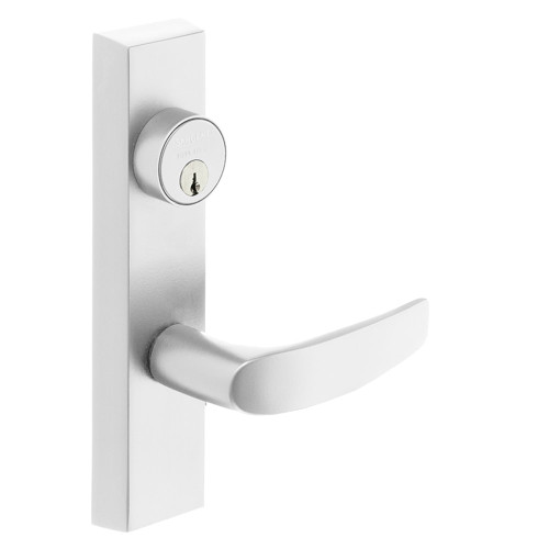 Sargent 706-8 ETB RHRB WSP Grade 1 Exit Device Trim Storeroom Function Key Unlocks Trim Trim Retracts Latch/Trim Relocks when Key is Removed For Rim 8800 and NB8700 Series Devices 1-1/8 In Mortise Cylinder B Lever RHR White Suede Powder Coat