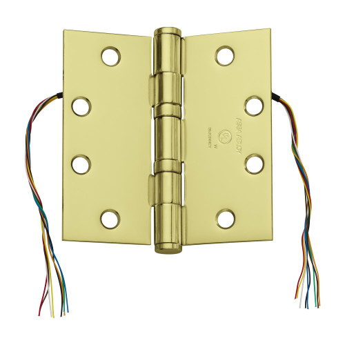 McKinney TA2714 4-1/2X4-1/2 3 CC8 Full Mortise Hinge 5-Knuckle Standard Weight 4-1/2 by 4-1/2 Square Corner 8-Wire Bright Brass Finish