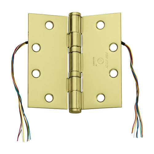 McKinney TA2714 4-1/2X4-1/2 3 CC8 Full Mortise Hinge 5-Knuckle Standard Weight 4-1/2 by 4-1/2 Square Corner 8-Wire Bright Brass Finish TA2714 4-1/2X4-1/2 3 CC8
