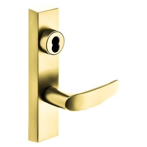 Sargent 70-713-6 ETB LHRB 3 Grade 1 Exit Device Trim Classroom Function Key Outside Unlocks/Locks Trim For LP8600 LR8600 and LS8600 Series Devices SFIC Prep Less Core B Lever LHR Bright Brass