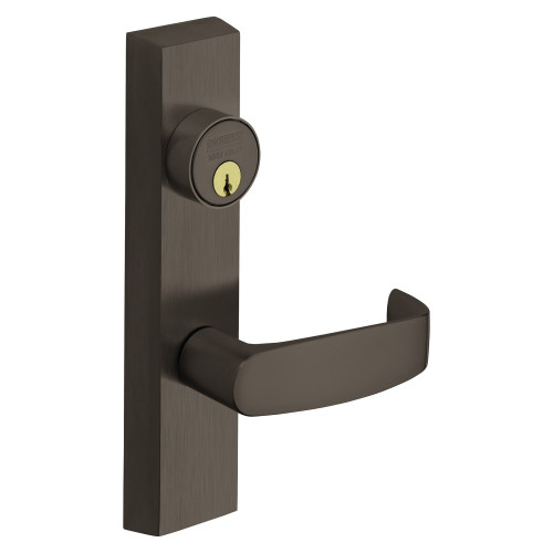 Sargent 713 ETL RHRB 10BE Grade 1 Exit Device Trim Classroom Function Key Outside Unlocks/Locks Trim For Surface Vertical Rod and Mortise 8700 8900 Series Devices 1-1/8 In Mortise Cylinder L Lever RHR Dark Oxidized Bronze