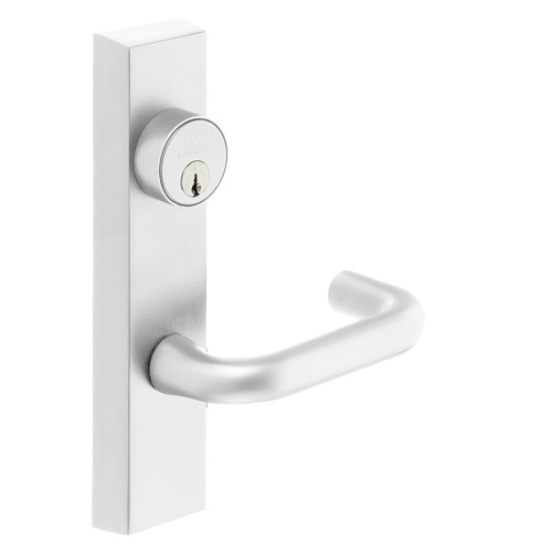 Sargent 713-8 ETJ LHRB WSP Grade 1 Exit Device Trim Classroom Function Key Outside Unlocks/Locks Trim For Rim 8800 and NB8700 Series Devices 1-1/8 In Mortise Cylinder J Lever LHR White Suede Powder Coat