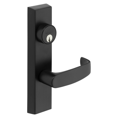 Sargent 704 ETL RHRB BSP Grade 1 Exit Device Trim Night Latch Key Retracts Latch For Rim and Mortise 8300 8500 8800 8900 9800 9900 Series Devices 1-3/4 Mortise Cylinder for Mortise Devices L Lever Black Suede Powder Coat Finish Right-Hand Reverse