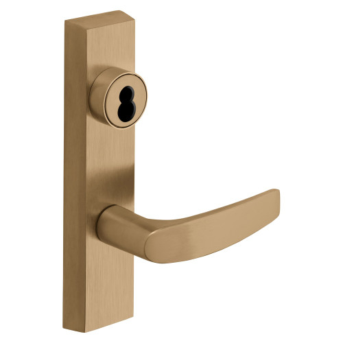Sargent 60-713-8 ETB RHRB 10 Grade 1 Exit Device Trim Classroom Function Key Outside Unlocks/Locks Trim For Rim 8800 and NB8700 Series Devices Sargent LFIC Less Core B Lever RHR Satin Bronze Clear Coated