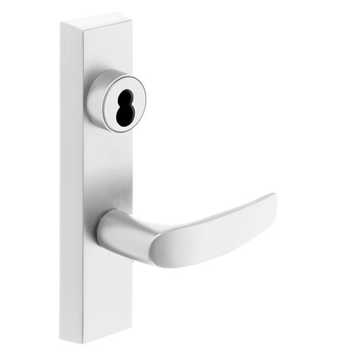 Sargent 60-713-8 ETB LHRB WSP Grade 1 Exit Device Trim Classroom Function Key Outside Unlocks/Locks Trim For Rim 8800 and NB8700 Series Devices Sargent LFIC Less Core B Lever LHR White Suede Powder Coat