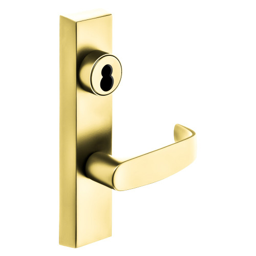 Sargent 60-713-4 ETL LHRB 3 Grade 1 Exit Device Trim Classroom Function Key Outside Unlocks/Locks Trim For Concealed Vertical Rod 8400 8600 Series Devices Sargent LFIC Less Core L Lever LHR Bright Brass