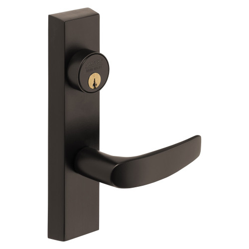 Sargent 743-8 ETB LHRB 20D Grade 1 Exit Device Trim Classroom Function Freewheeling Trim Key Outside Unlocks/Locks Trim For Rim 8800 and NB8700 Series Devices 1-1/8 In Mortise Cylinder B Lever LHR Dark Oxidized Statuary Bronze Clear Coated
