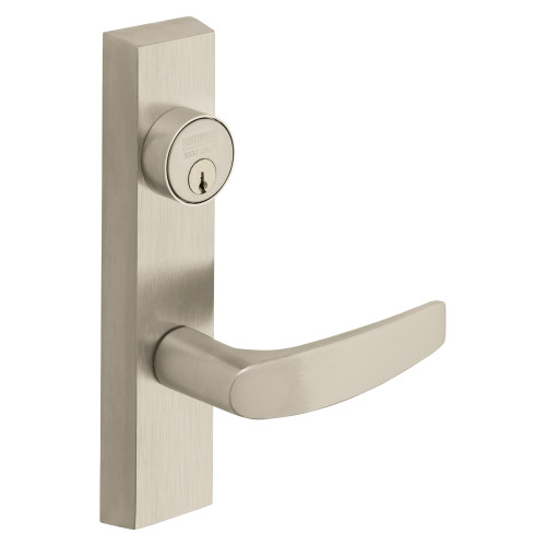 Sargent 713-6 ETB LHRB 15 Grade 1 Exit Device Trim Classroom Function Key Outside Unlocks/Locks Trim For LP8600 LR8600 and LS8600 Series Devices 1-1/8 In Mortise Cylinder B Lever LHR Satin Nickel Plated Clear Coated