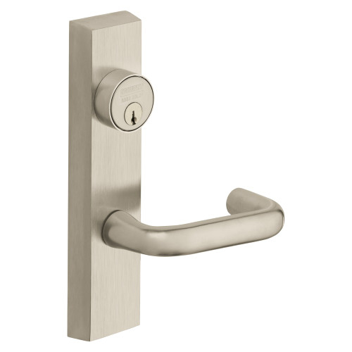 Sargent 706-8 ETJ LHRB 15 Grade 1 Exit Device Trim Storeroom Function Key Unlocks Trim Trim Retracts Latch/Trim Relocks when Key is Removed For Rim 8800 and NB8700 Series Devices 1-1/8 In Mortise Cylinder J Lever LHR Satin Nickel Plated Clear Coated
