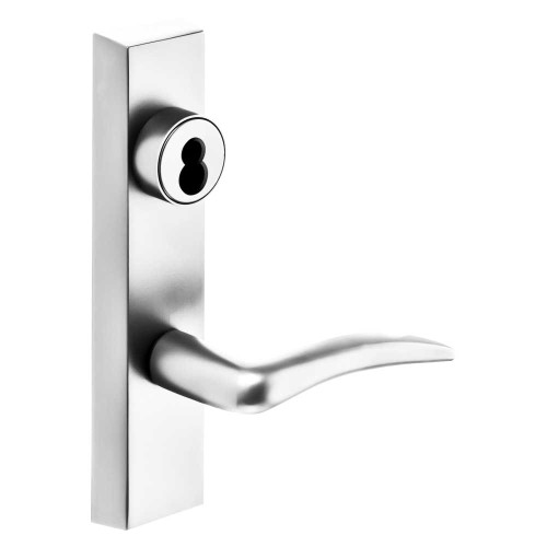 Sargent 60-706-8 ETA RHRB 14 Grade 1 Exit Device Trim Storeroom Function Key Unlocks Trim Trim Retracts Latch/Trim Relocks when Key is Removed For Rim 8800 and NB8700 Series Devices Sargent LFIC Less Core A Lever RHR Bright Nickel Plated Clear Coated 60-706-8 ETA RHRB 14