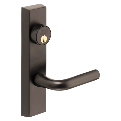 Sargent 713-6 ETW LHRB 10BL Grade 1 Exit Device Trim Classroom Function Key Outside Unlocks/Locks Trim For LP8600 LR8600 and LS8600 Series Devices 1-1/8 In Mortise Cylinder W Lever LHR Oxidized Satin Bronze Relieved Clear Coated