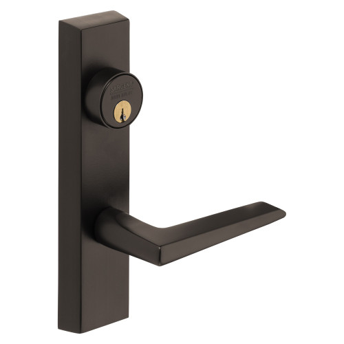 Sargent 713-4 ETF RHRB 20D Grade 1 Exit Device Trim Classroom Function Key Outside Unlocks/Locks Trim For Concealed Vertical Rod 8400 8600 Series Devices 1-1/8 In Mortise Cylinder F Lever RHR Dark Oxidized Statuary Bronze Clear Coated