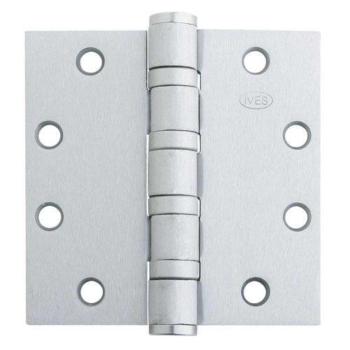 IVES 5BB1HW 4.5X4.5 630 NRP 5-Knuckle Ball Bearing Hinge Heavy Weight 4-1/2 x 4-1/2 Non-Removable Pin Satin Stainless Steel Finish 5BB1HW 4.5X4.5 630 NRP