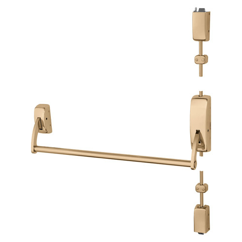 Sargent 12-9728 LHR 9 Surface Vertical Rod Crossbar Exit Device Fire Rated LHR Passage Thumbpiece Less Trim Bright Bronze 12-9728 LHR 9