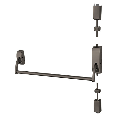 Sargent 12-9763 LHR 10BL Surface Vertical Rod Crossbar Exit Device Fire Rated LHR Classroom Thumbpiece Less Trim Dark Oxidized Satin Bronze Clear Coated 12-9763 LHR 10BL