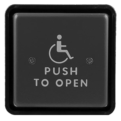 Norton 502 Blue Powder Coat Push Plate Door Switch 4-1/2 x 4-1/2 PUSH TO OPEN & Handicapped Logo White Letters
