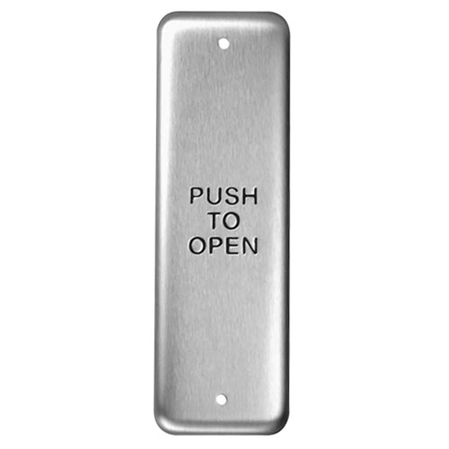 Norton 503 Stainless Steel Push Plate Door Switch Narrow Stile PUSH TO OPEN Blue Letters 503