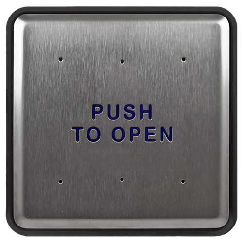 Norton 507 Stainless Steel Push Plate Door Switch 6 x 6 PUSH TO OPEN Blue Letters 507