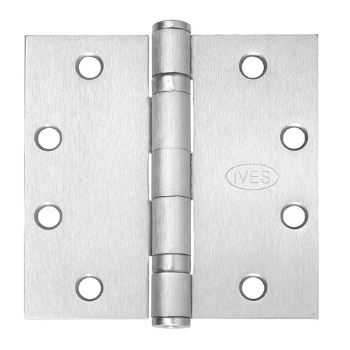 IVES 5BB1 4.5X4.0 630 5-Knuckle Ball Bearing Hinge Standard Weight 4-1/2 x 4 Satin Stainless Steel Finish