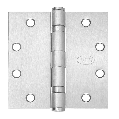 IVES 5BB1 4.5X4.0 630 5-Knuckle Ball Bearing Hinge Standard Weight 4-1/2 x 4 Satin Stainless Steel Finish 5BB1 4.5X4.0 630