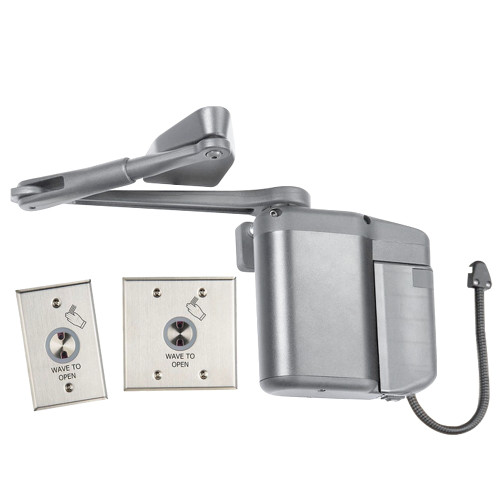 Norton 5845xWTO 689 ADAEZ PRO COMPLETE Door Operator Kit Push or Pull Side Parallel or Regular Arm Door Operator ADA1015P Hardwire Kit 2 Wave-To-Open Touchless Wall Switches Aluminum Finish