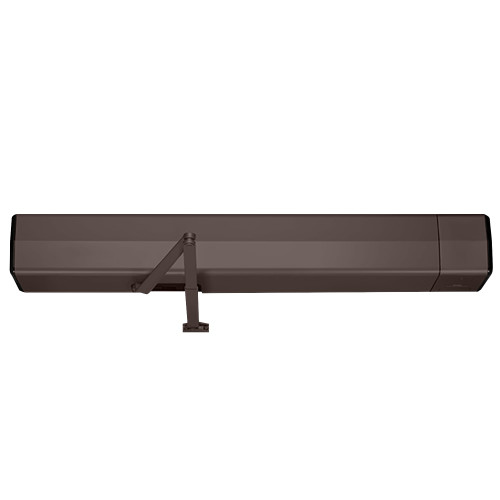 Norton 6061RF 690 Low Energy Surface Mounted Electrohydraulic Door Operator Double Lever Arm Heavy Duty Push Side Mounted Top Jamb Up to 36 Door Radio Frequency Unit 2-1/4 - 4-3/4 Reveal 85 Deg - 100 Deg Swing Dark Bronze Painted Finish