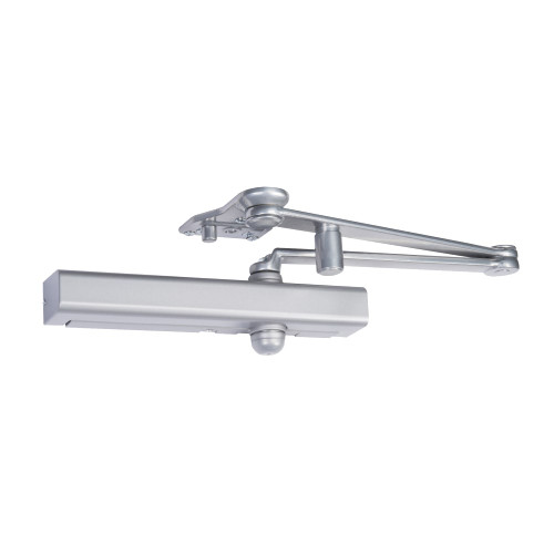Norton CLP8301T 689 Grade 1 Surface Closer Hydraulic Parallel Arm Push Side Mounting Parallel Arm Heavy Duty with 85 Deg to 110 Deg Swing T Turn Hold Open Positive Stop Adjustable Backcheck Plastic Cover Size 1 to 6 Aluminum Painted Finish Non-Handed CLP8301T 689
