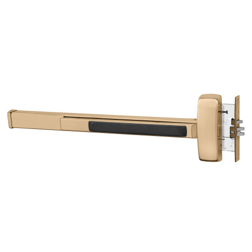Sargent 4356-8915G RHR 9 Grade 1 Mortise Exit Bar Wide Stile Pushpad 48 Device Passage Function Flush End Cap Electric Latch Retraction Less Dogging Bright Bronze Clear Coated Finish Right Hand Reverse