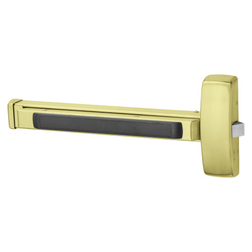 Sargent 5556-8844E 4 Grade 1 Rim Exit Bar Wide Stile Pushpad 32 Device Night Latch Function Electric Latch Retraction Request to Exit Switch Less Dogging Satin Brass Finish Field Reversible