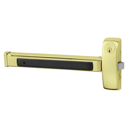 Sargent 8816E RHR 3 Grade 1 Rim Exit Bar Wide Stile Pushpad 32 Device Classroom Security Function Hex Key Dogging Bright Brass Finish Right Hand Reverse