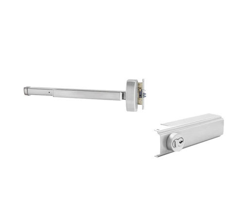 PHI 2701 628 36 Grade 1 Concealed Vertical Rod Exit Device for Wood Doors Wide Stile Pushpad 36 Device Exit Only Function Hex Key Dogging Satin Aluminum Clear Anodized Finish Field Reversible 2701 628 36